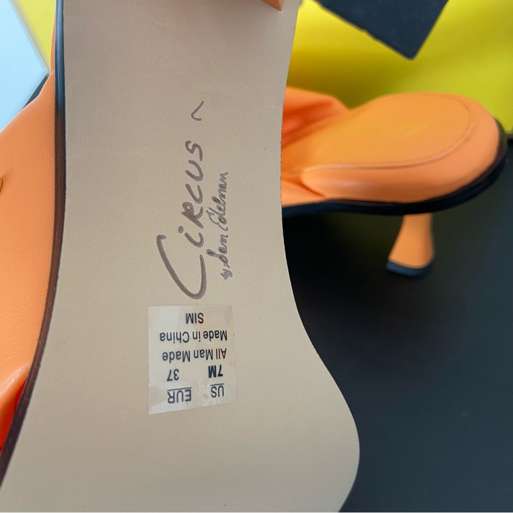 NIB Circus Sam Edelman Orange Sim Square Toe Heel Sandal - Picture 6 of 8